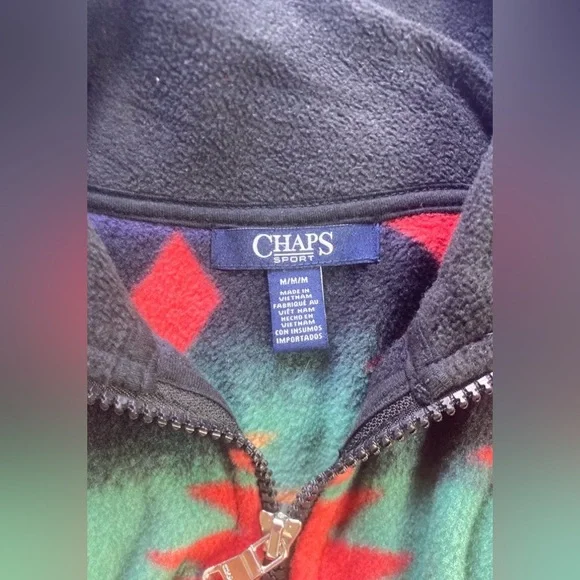 CHAPS Southwestern Aztec Fleece Vest Women’s Medium Zip Up Bold Southwest Print - Picture 6 of 7